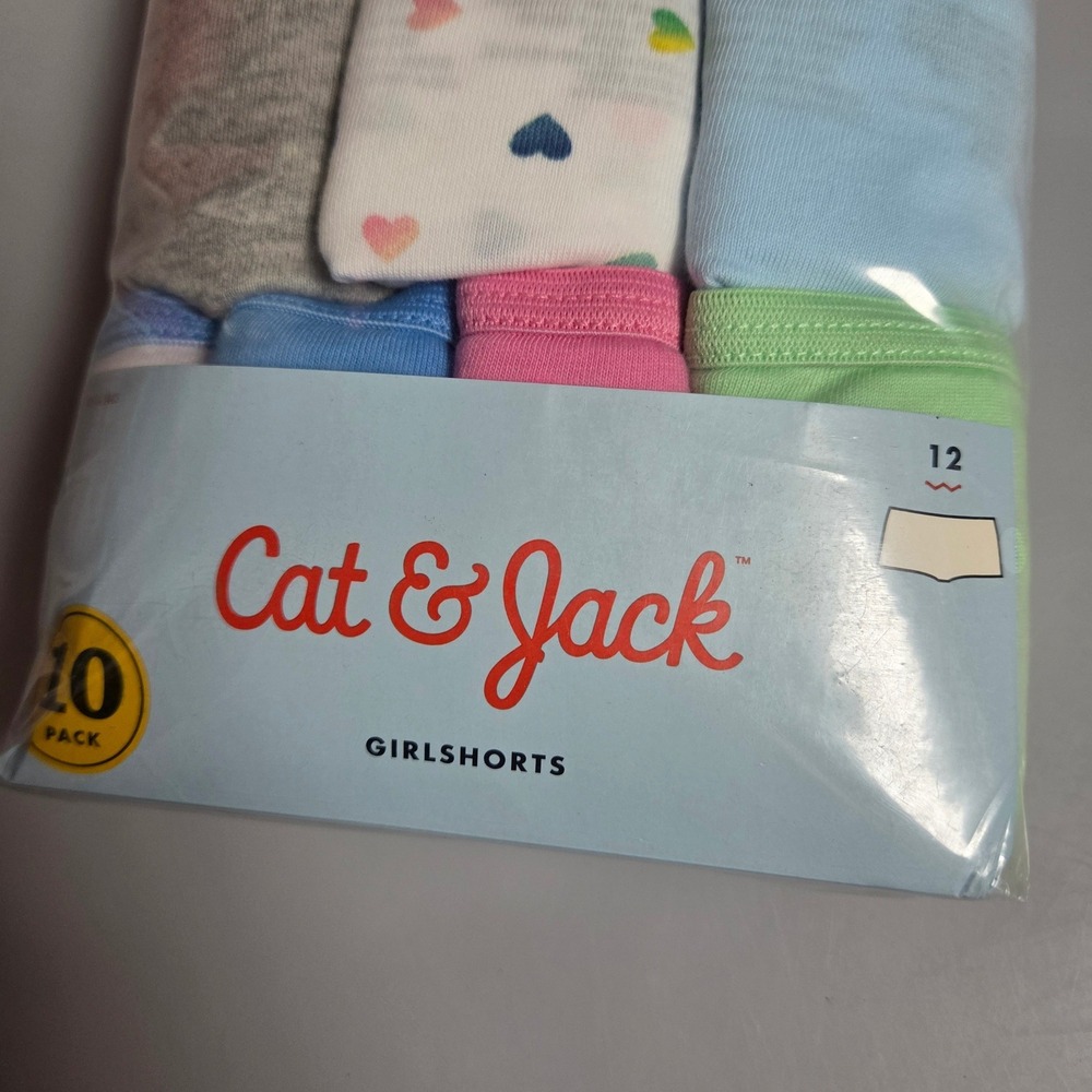Cat & Jack Girls 10 Pack Girlshorts Underwear Size 12 Hearts Stripes Cotton - Picture 4 of 4